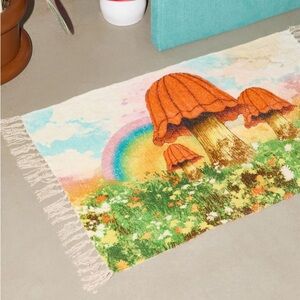 NEW Mushroom Scene Chenille Rug in OG plastic